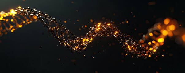 Poster - A mesmerizing wave of golden particles creating a stunning visual effect, perfect for backgrounds and abstract designs.