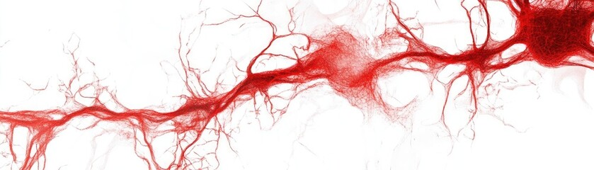 Poster - Abstract artwork depicting a vibrant red blood vessel against a white background, symbolizing life and vitality.