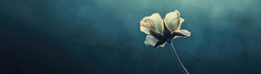 Poster - A delicate flower stands alone against a moody backdrop, capturing the essence of solitude and beauty in nature.