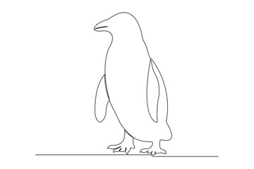 Wall Mural - Penguin continuous one line art drawing of vector