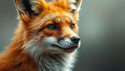 A fox with a red face and brown fur