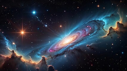 Wall Mural - A cosmic swirl of gas and dust in space with bright stars.