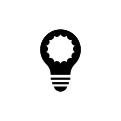 Sun and Light bulb icon idea creativity solution concept simple black and white logo design