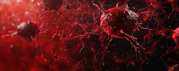 Aufkleber - Close-up view of a red blood cell surrounded by a vibrant background, showcasing scientific and medical themes.