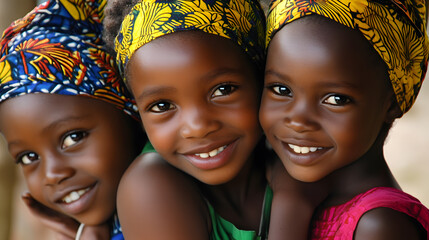 Sticker - A vibrant portrait of African children, smiling joyfully