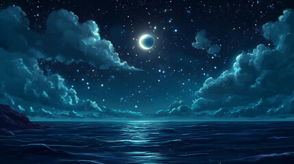 Canvas Print - background tile image of night magic sky palewave, magic