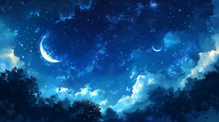 Canvas Print - background tile image of night magic sky palewave, magic