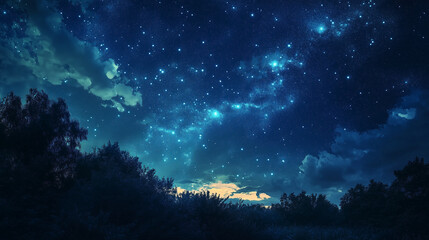 Canvas Print - background tile image of night magic sky palewave, magic