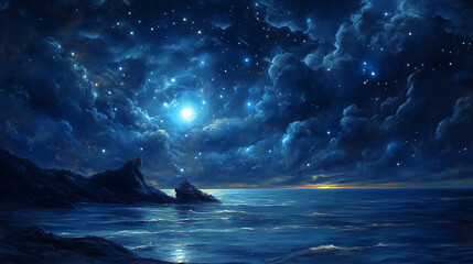 Wall Mural - background tile image of night magic sky palewave, magic