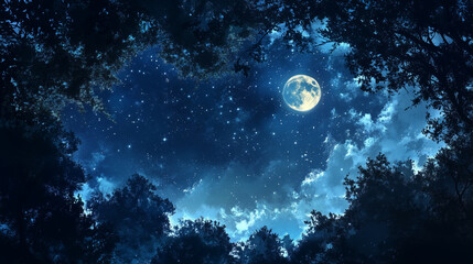 Wall Mural - background tile image of night magic sky palewave, magic