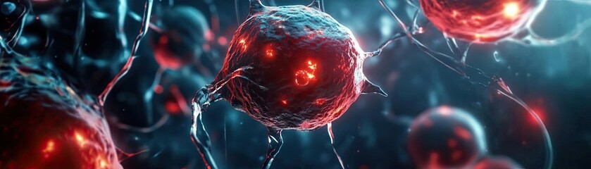 Poster - High-resolution image showcasing microbial cells with vibrant colors and intricate details, perfect for scientific projects and articles.