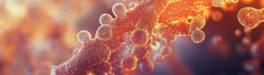 Poster - Close-up view of cellular structure showcasing detailed organic shapes and vibrant colors in a scientific context.