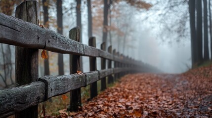 Wall Mural - Enchanting Autumn Path Through the Misty Forest