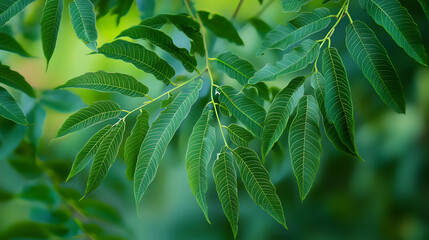 Neem tree leaves close up Natural Medicine - Azadirachta indica