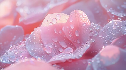 Wall Mural - Soft pink rose petals with dew