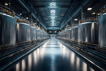 Modern facility with large tanks and bright lights