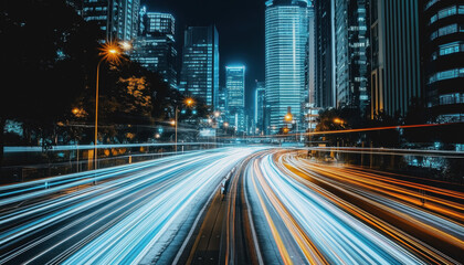 futuristic city street, digital data overlay, neon lights, vibrant reflections on glass surfaces