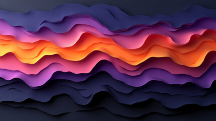 Wall Mural - Colorful abstract layered paper design in vibrant hues of purple, pink, and orange, creating a dynamic and artistic visual experience.