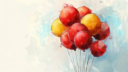 A drawing of a bunch of balloons in the sky, minimalism