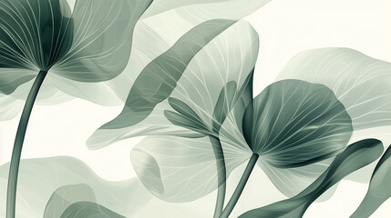 Elegant green abstract floral design with soft lines