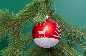 Poster - Christmas toy on a spruce branch