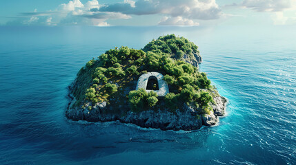 top view beautiful island in the blue sea  