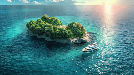 top view beautiful island in the blue sea  