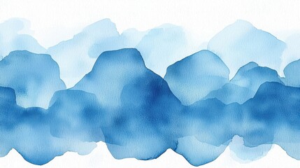 Wall Mural - Abstract Watercolor Blue Mountains Background