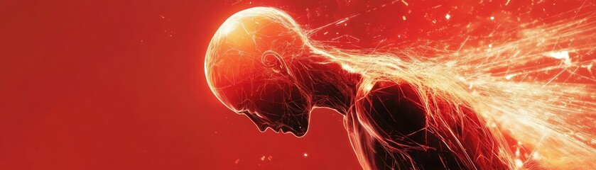 Aufkleber - Abstract representation of the human form exuding energy, showcasing the connection between body and spirit in vivid colors.