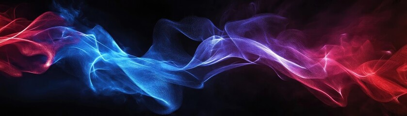 Poster - Abstract smoke waves in vibrant red and blue hues against a dark background, creating a dynamic and visually striking effect.