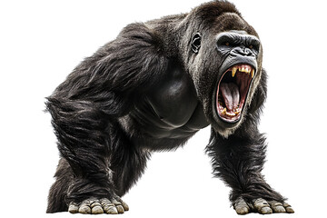 Wall Mural - A powerful, roaring gorilla showcasing its strength and dominance.