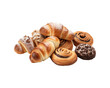 © Anasaiimages - Assorted delicious pastries and breads served on white background. Ideal for food themed graphics and bakery marketing. Generative AI