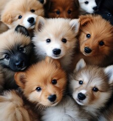 Poster - many cute puppies. pack of little happy puppies