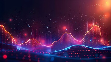 Poster - Futuristic abstract background with glowing lines and dots. Vector illustration. - Generated AI