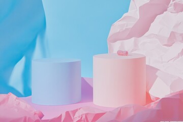 Poster - Abstract background with geometric shape and pastel color podium
