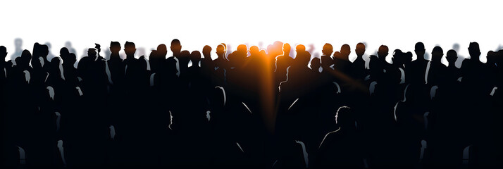 Poster - Crowd of people silhouette, cheerful fans people. Big event, concert or sport. Vector illustration