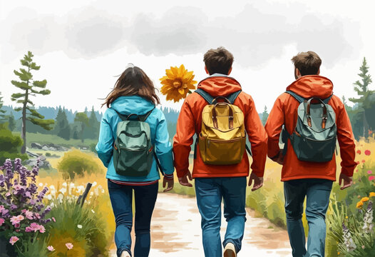 International Friendship Day concept, friends forever poster. bonding's, group, hangout  vector illustration