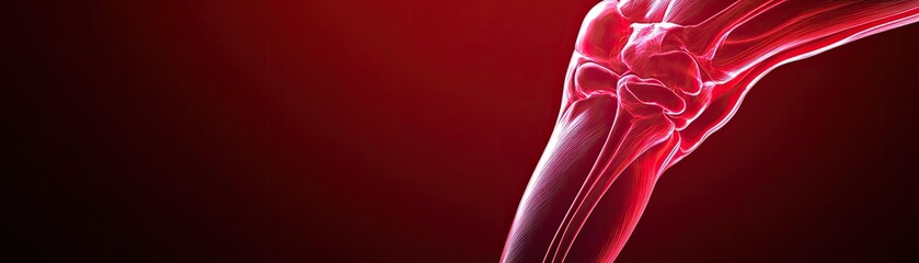 Aufkleber - Detailed illustration of a human joint anatomy showcasing the structure in red tones, ideal for educational purposes.