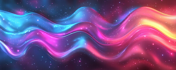 Poster - Abstract holographic wavy background with colorful gradient lines, highly detailed and intricate, digital art, fantasy style, vibrant colors