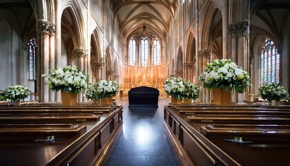 Wall Mural - A coffin in a church with decoration