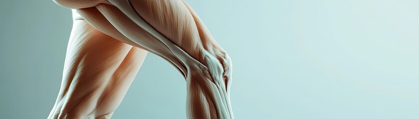 Poster - Close-up image of muscular arm, showcasing defined muscles and skin texture against a soft, gradient background.