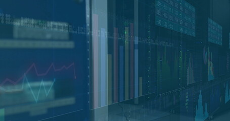 Poster - Image of financial data processing over server room