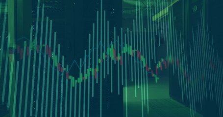 Poster - Image of financial data processing over server room