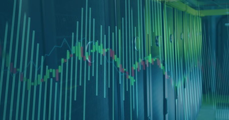 Poster - Image of financial data processing over server room