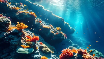 Vibrant Underwater Coral Reef Teeming with Colorful Marine Life in Stunning Digital Art