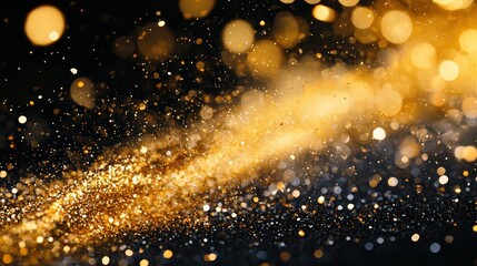 Wall Mural - Golden glitter on black