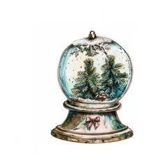 Sticker - Vintage Christmas snow globe illustration