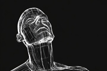 Poster - a head with lines representing stock