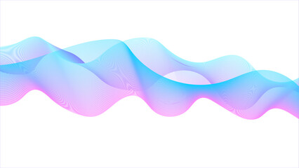 Poster - Wave lines smooth flowing dynamic blue purple pink gradient isolated on white background. Wave on white background.