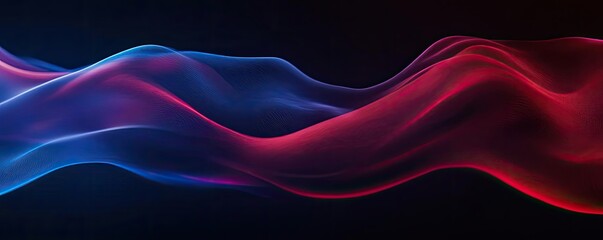 Poster - Abstract waves of red and blue light create a mesmerizing background, perfect for artistic and modern design projects.
